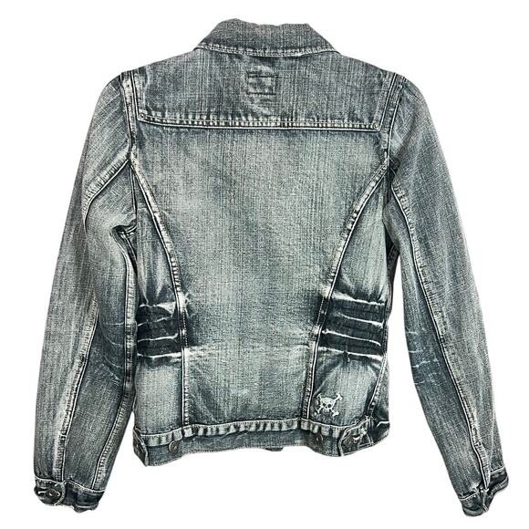 Colours of the World Denim Jacket Skull Women Sz S Grunge Y2K Goth Streetwear - Picture 1 of 16